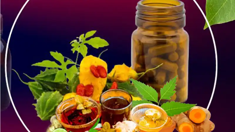 a group of herbals items next to a jar